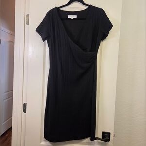 Misook Elegant Black Wrap Mini Dress